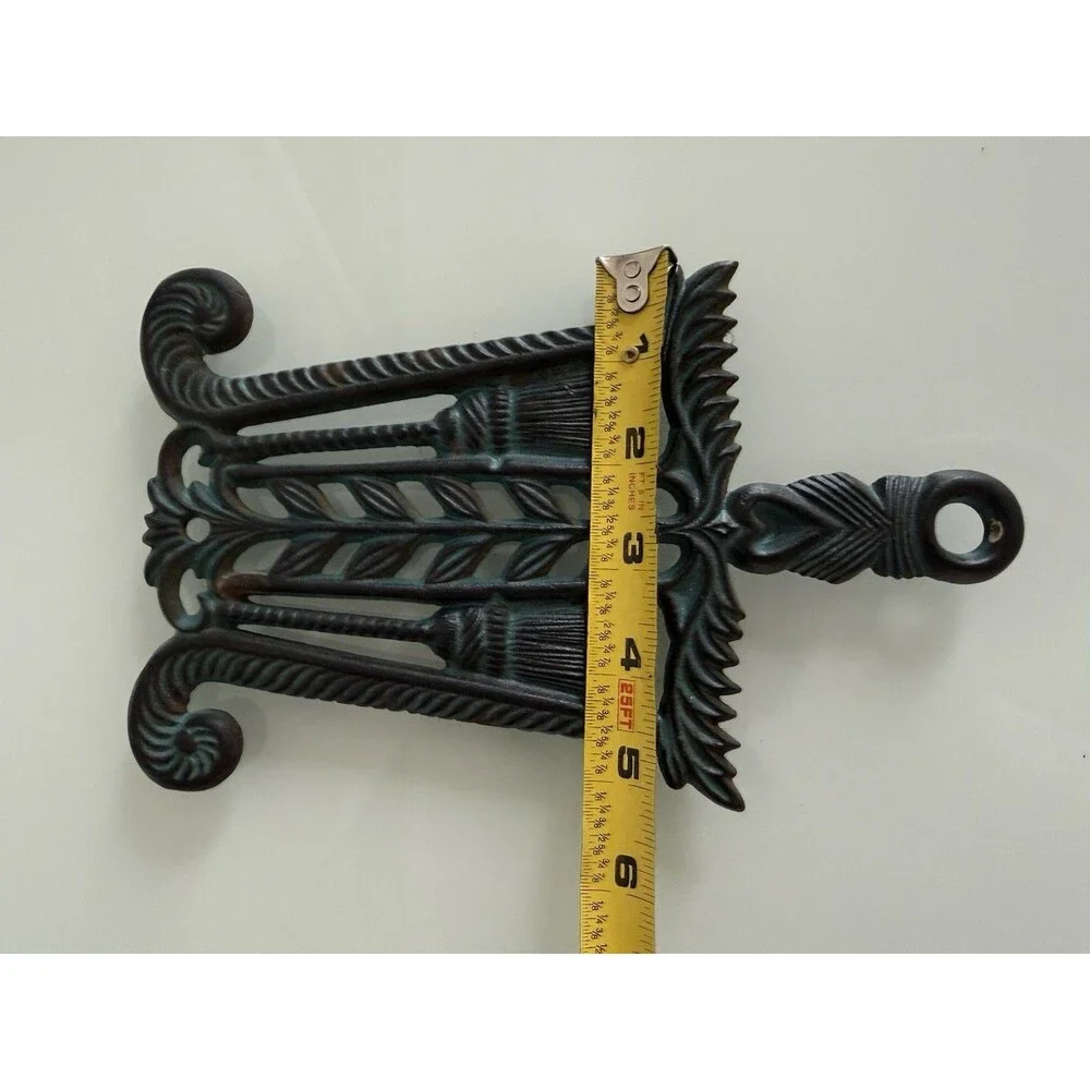 ✿ Vintage Cast Iron Trivet Grape Vine Ornate Wall Decor Rustic Kitchen Art Brend